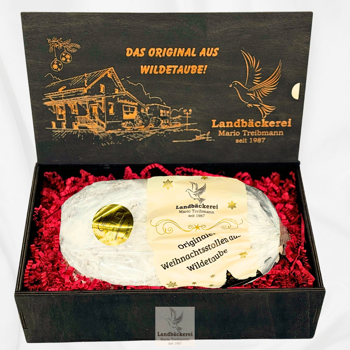 Butterstollen 1,25kg in Holzbox offen