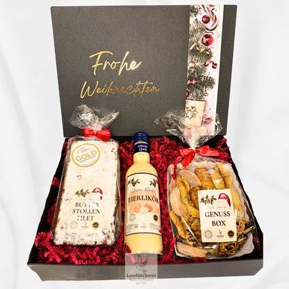Premium Geschenkbox - mit Butterstollenfilet, Eierlikör und Genussbox